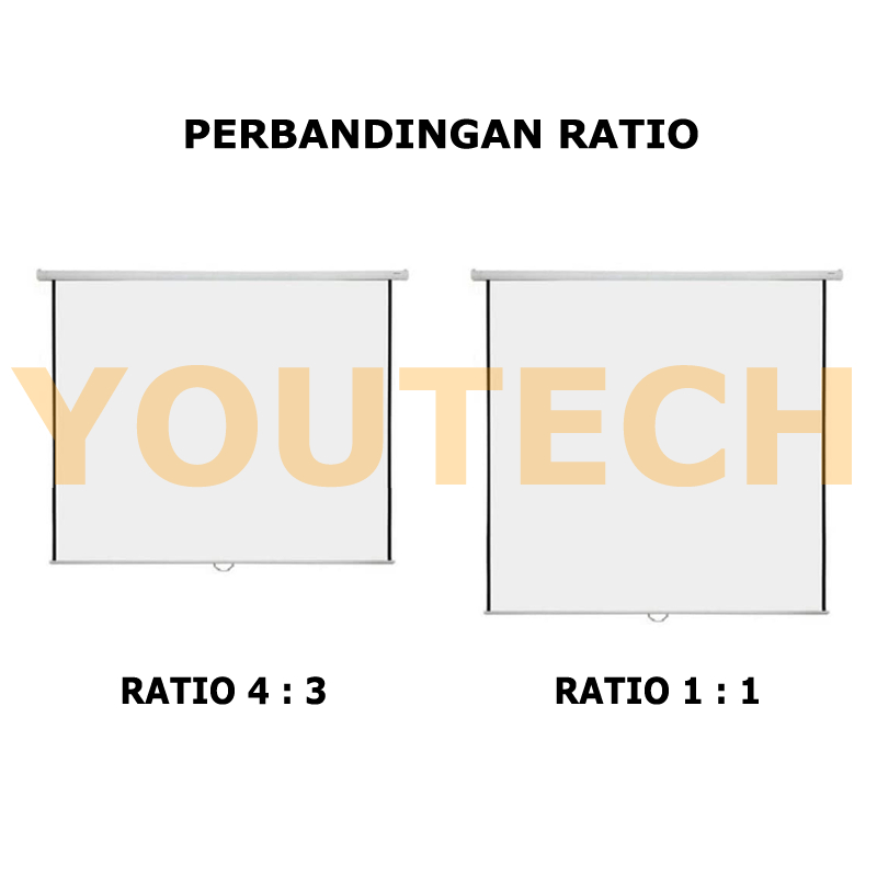 Screen Projector Manual 150" Rasio 4:3 Layar Proyektor Gantung Dinding 150 inch