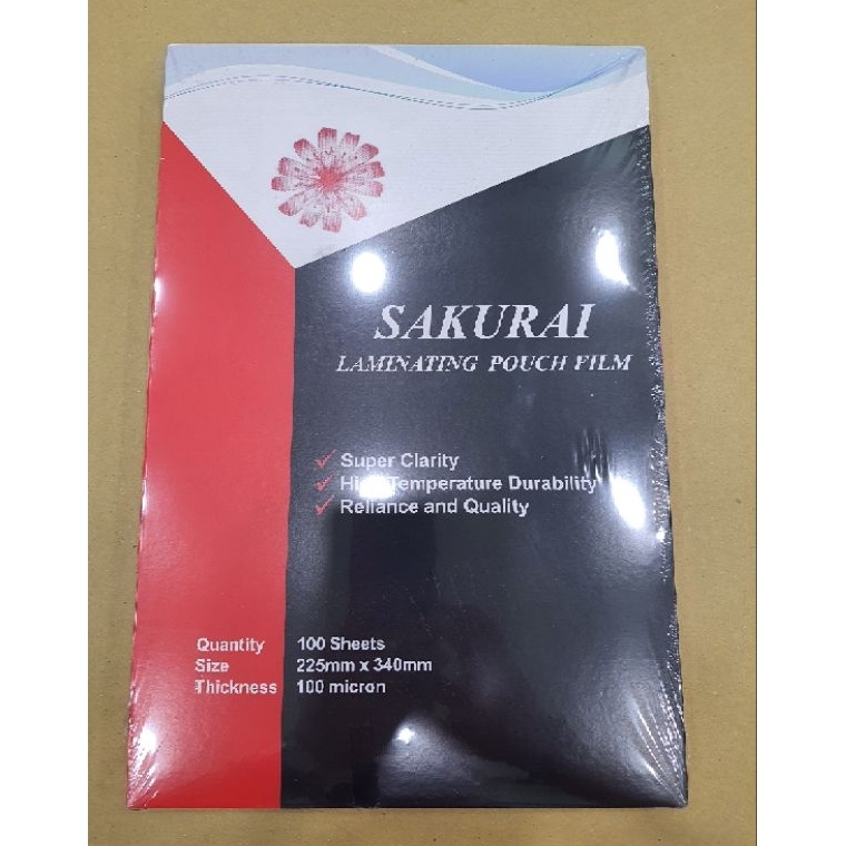 

KODE B23D Plastik Laminating Merk Sakurai Ukuran F4 isi 1 lembar