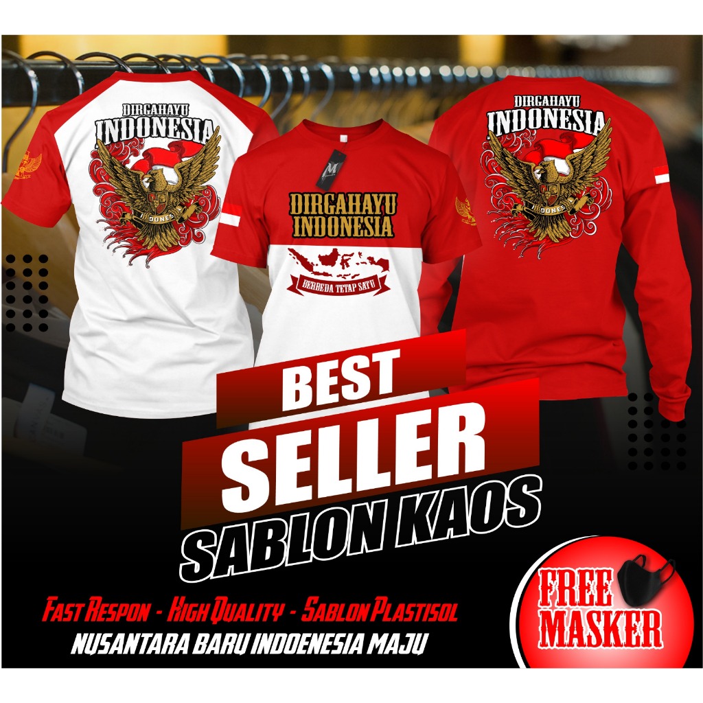 KAOS AGUSTUSAN 2024 KAOS HUT RI KAOS INDONESIA MERAH PUTIH BAJU AGUSTUSAN MERAH PUTIH  KAOS DIRGAHAY