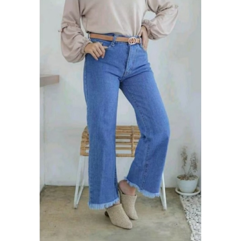 HightWaist Celana Kulot Jeans Wanita Rawis / Kulot Jeans Wanita Rawis / Kulot Rawis  Premium