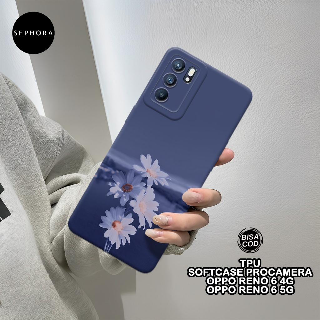 Softcase Oppo Reno 6 Terbaru - Fashion Case Bunga - Case Oppo Reno 6 - Case Pro Camera - Casing Oppo