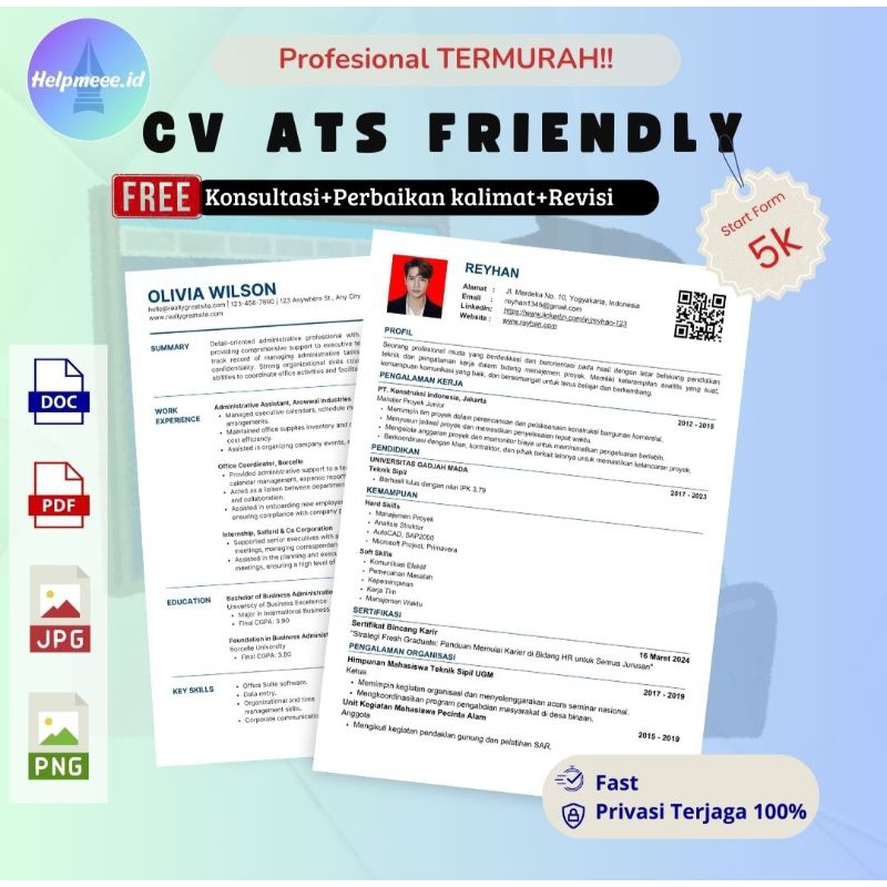 Jasa Pembuatan CV | CV ATS | Desain CV | ATS Friendly