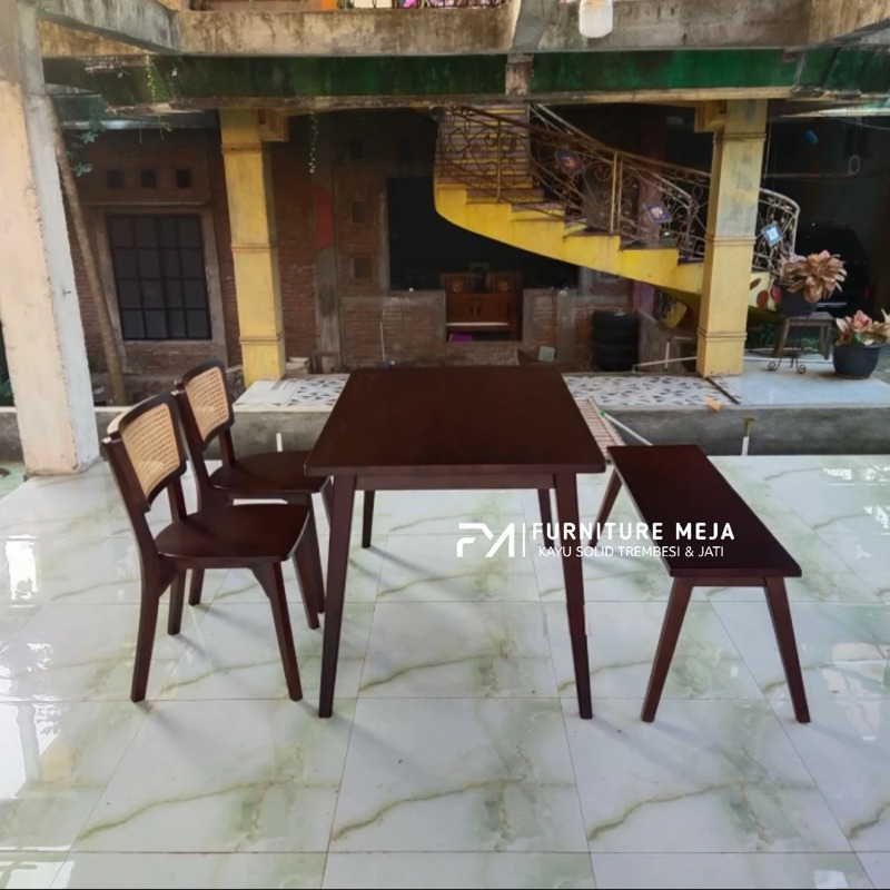 Set Meja Makan Kayu Jati Solid Jepara