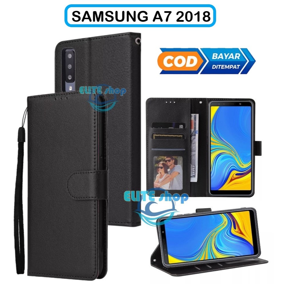Flip Case SAMSUNG A7 2018 Case Wallet Kulit Casing Dompet Case Wallet Leather Flip Case SAMSUNG A7 2