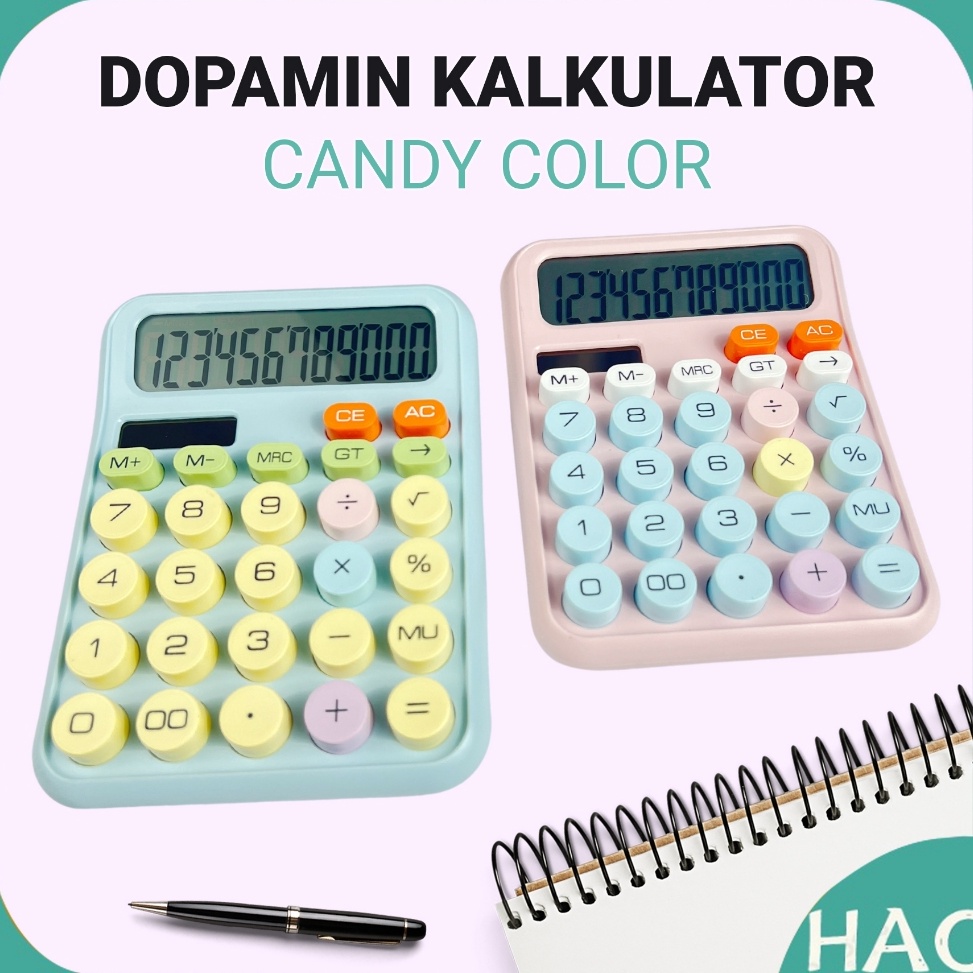 

KODE U65H Kalkulator Warna Permen Keyboard Kalkulator Tenaga Surya 12 Digit DX818