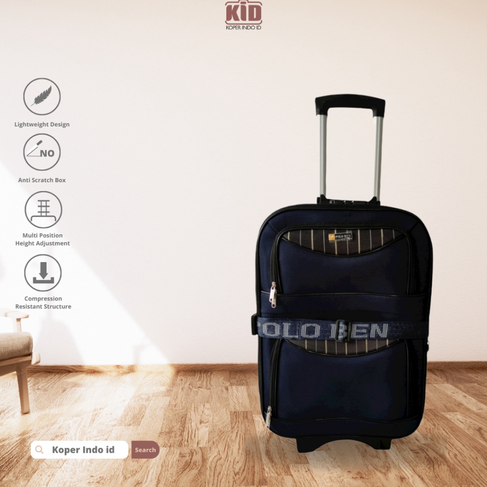 KODE V17C Polo Ben Size 2 Inch Koper Kain Kanvas Original Kabin  Bagasi Premium