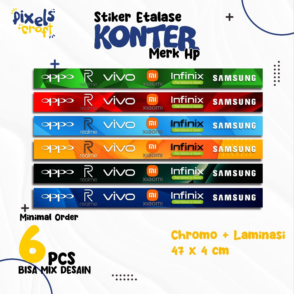 

Stiker Etalase Konter/ Stiker Display Konter/ Stiker 47 X 4 MERK HP