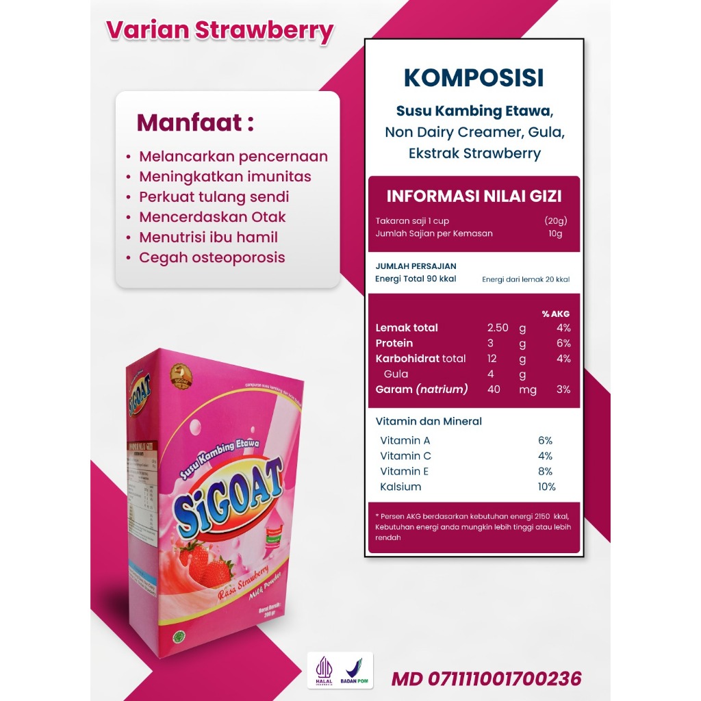 

SUSU KAMBING ETAWA SIGOAT RASA STRAWBERRY 200GR