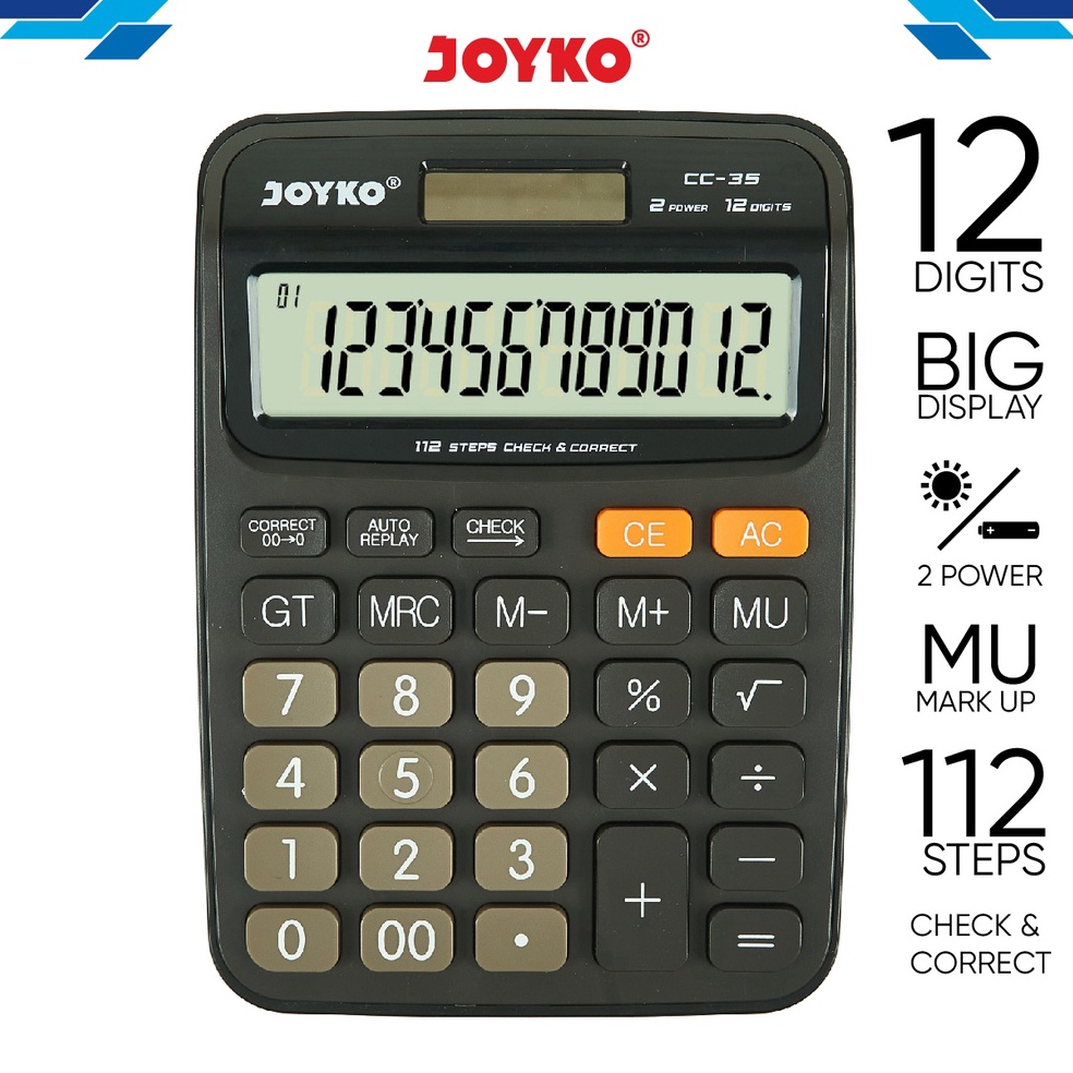 

KODE Q46Y Calculator Kalkulator Joyko CC35 12 Digits Check Correct