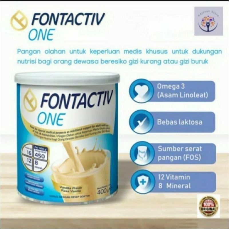 

FONTACTIV ONE SUSU TAMBAHAN UNTUK GIZI BURUK 400 GR RASA VANILA FONTACTIVE ONE