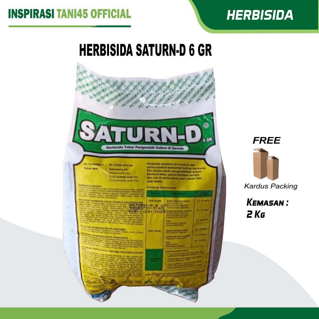 Saturn D Herbisida Tabur Pengendali Gulma Padi Sawah/Saturn D Herbisida Tabur 2 KG/Saturn-D