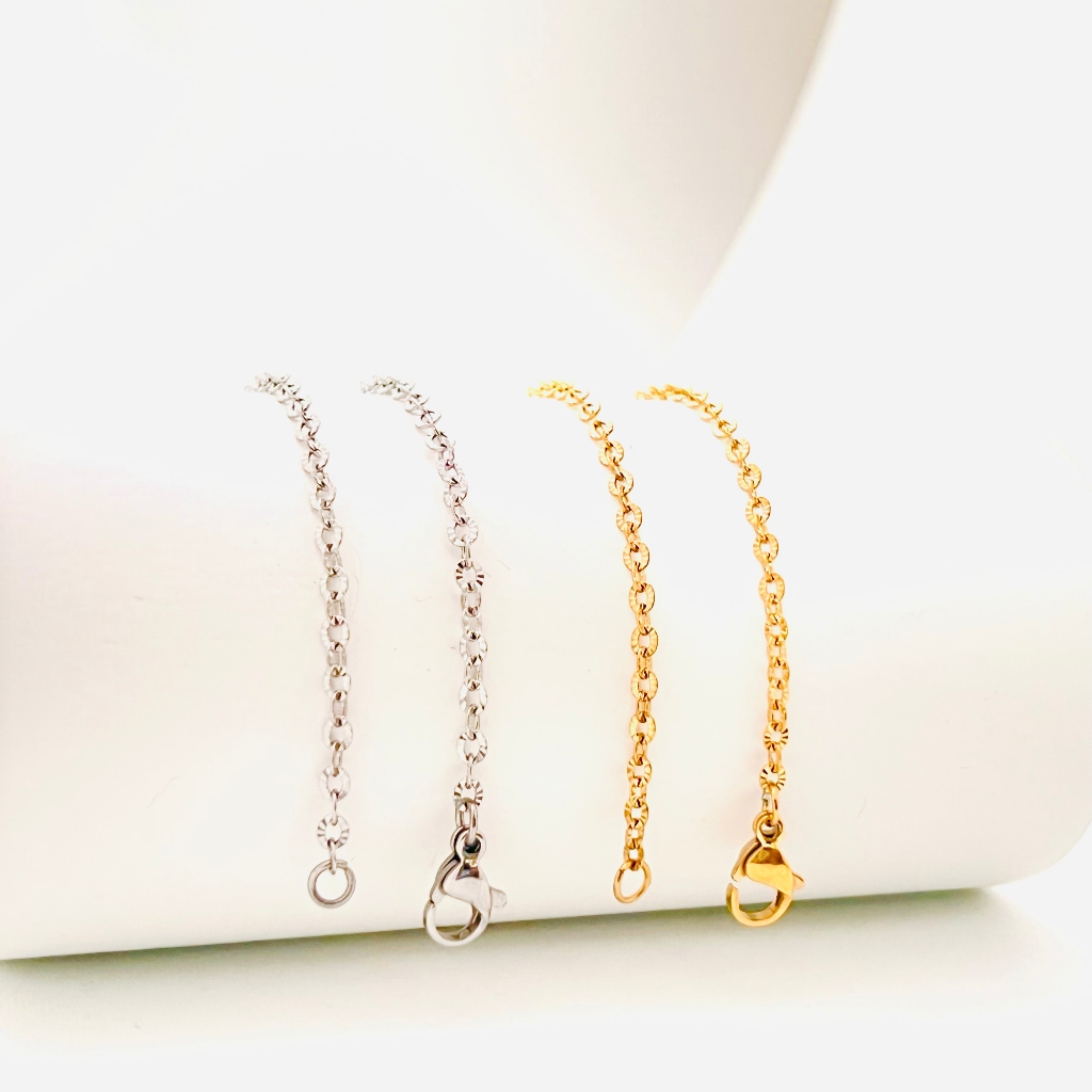 Rantai Nori Ukir / Donat SInaran - Kalung Titanium Wanita Anti Karat size 25-60cm