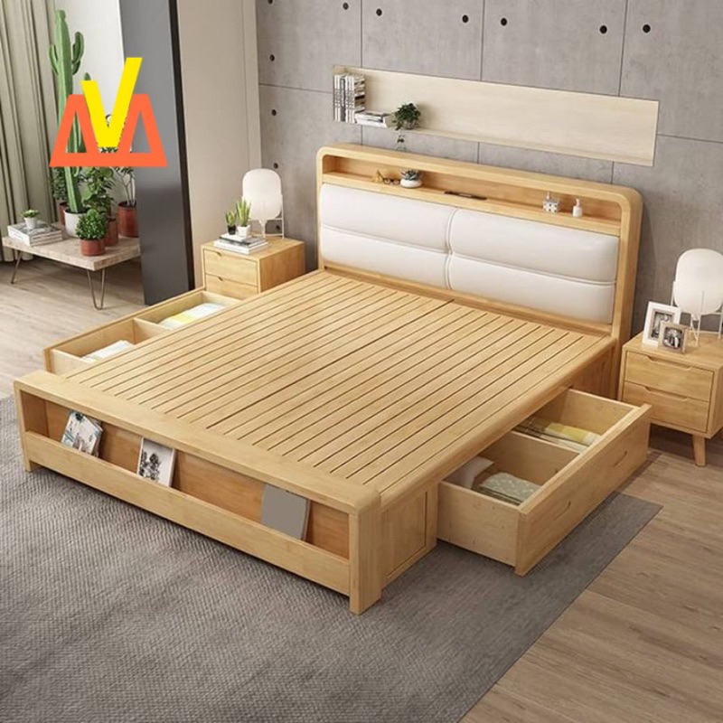 tempat tidur laci minimalis jati 180x200