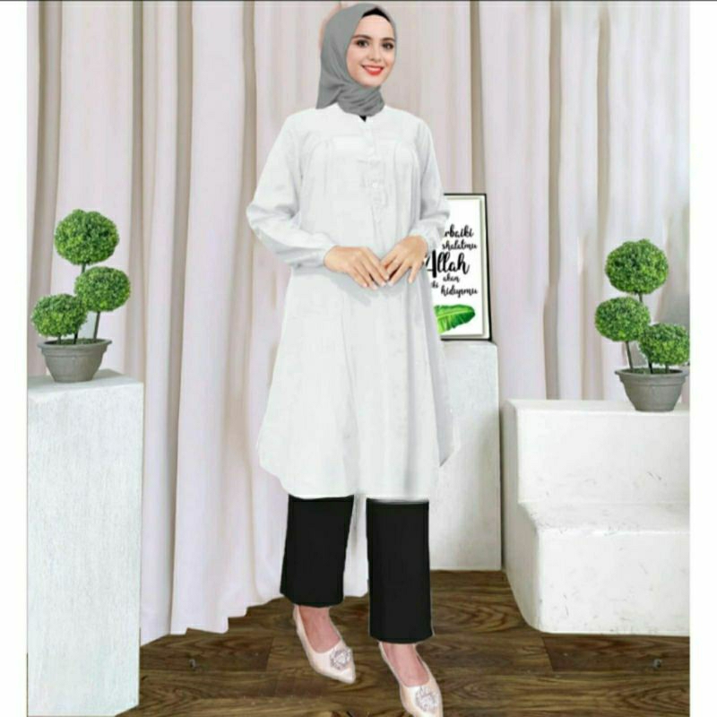 TUNIK POLOS JUMBO KATUN VISCOSE WARNA PUTIH