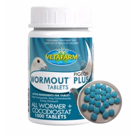 WORMOUT PLUS VETAFARM OBAT CACING ORIGINAL DOPING BURUNG MERPATI BALAP KOLONG TABLET ECER