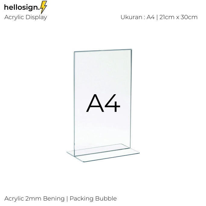 

KODE M44H Akrilik Display A4 Tempat Brosur A4 Acrylic Tent Card Holder Type T