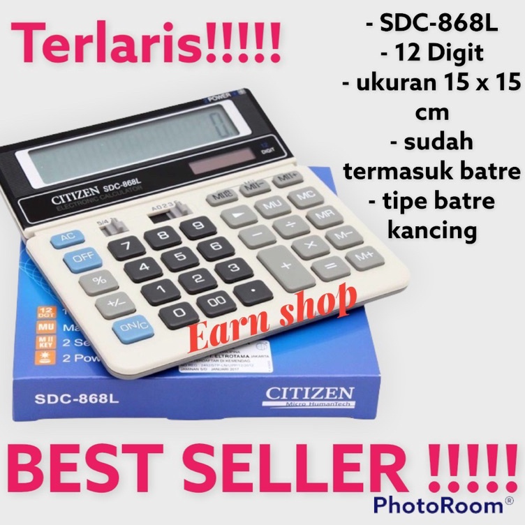 

KODE Y92E Citizen Calculator SDC868L 12 digit Kalkulator Desktop Meja Kantor SDC 868L Citizen