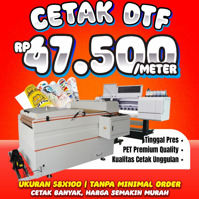 

KODE X83Z Cetak PET Sablon Digital DTF Meteran