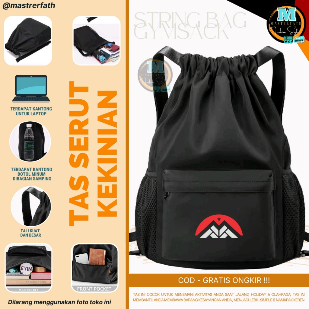 Tas Serut Gendong Pria Wanita Multifungsi Terbaru Kain Tebal Kualitas Premium Tas Ransel Olahraga Sp