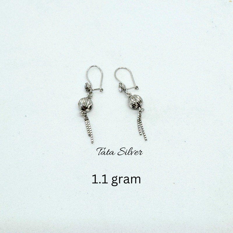 Anting Model Perak Panjang Rumbai Bola Bulat Perak Lapis Emas (925 Sterling Silver Gold Plated) 2122