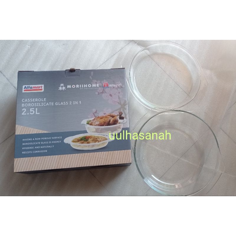 MORIIHOME Casserole Borosilicate Glass 2 in 1 ukuran 2,5 L