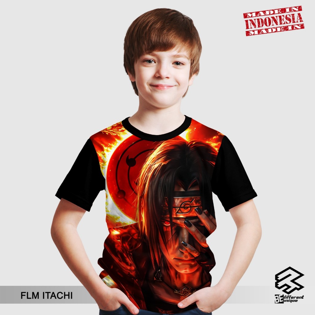 Baju Anak Anak Laki Laki Kaos Distro Print 3R Anime Naruto FLM Itachi