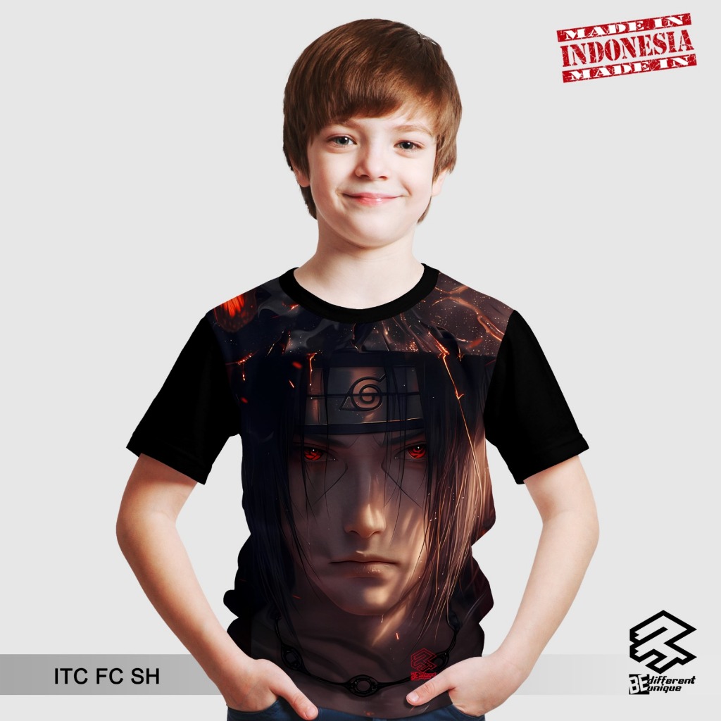 Baju Anak Anak Laki Laki Kaos Distro Print 3R Anime Naruto Itachi FC SH