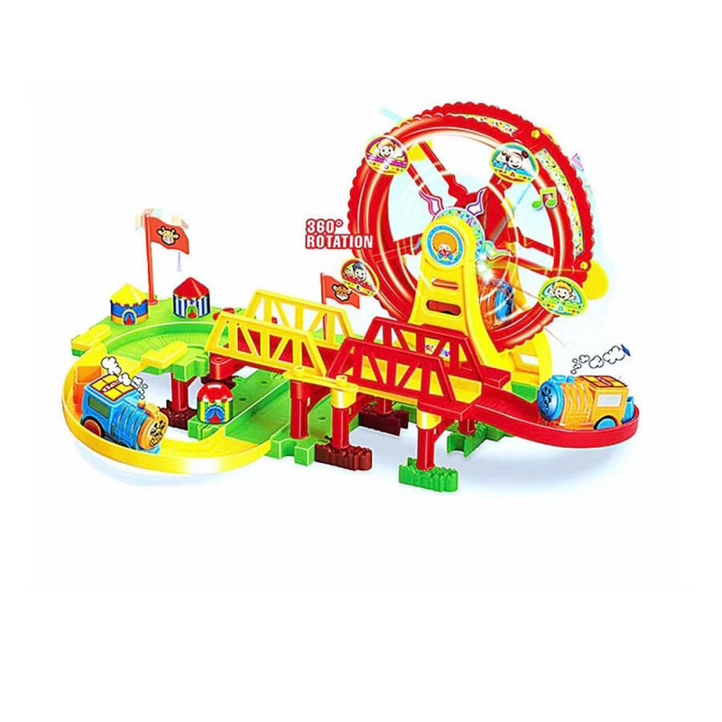 Mainan Thomas Rel Kereta Jembatan Bongkar Pasang Bianglala Lampu Musik Track Park Bianglala