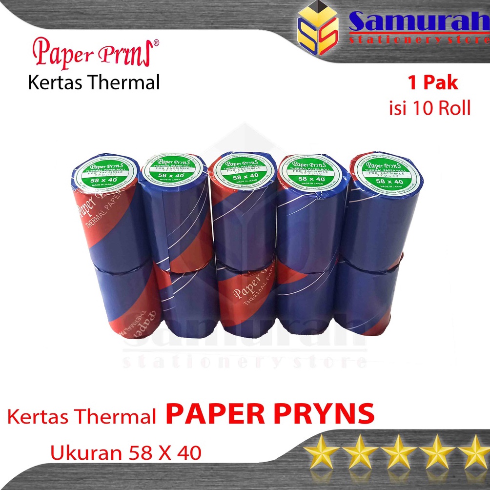

5kHarga Promo Kertas Thermal PaperPryns 58 x 4 mm Struk Kasir Roll 58x4 Paper Prins Kertas Rol Print Mobile Printer 584 Mini Printer Termal 584 H34