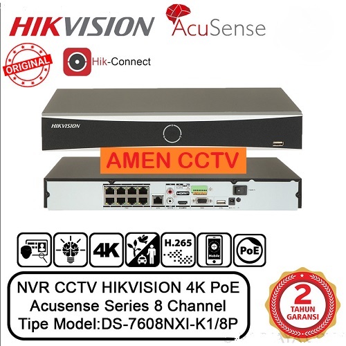 NVR CCTV Hikvision 8 Channel DS-7608NXI-K2 Acusense H.265+