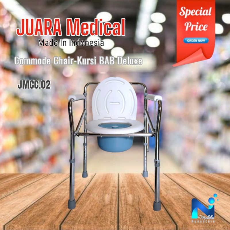 Commode Chair Toilet Duduk Deluxe Original Juara / Kursi BAB Manula Lansia / Pispot Buang Air Besar 