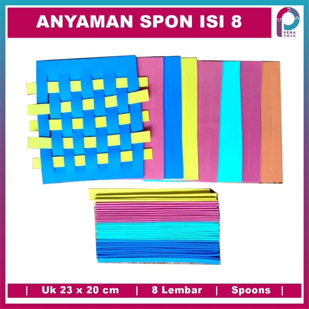 Mainan edukasi anak APE TK/PAUD alat peraga menganyam spon 1 Pack Isi 8 Lembar