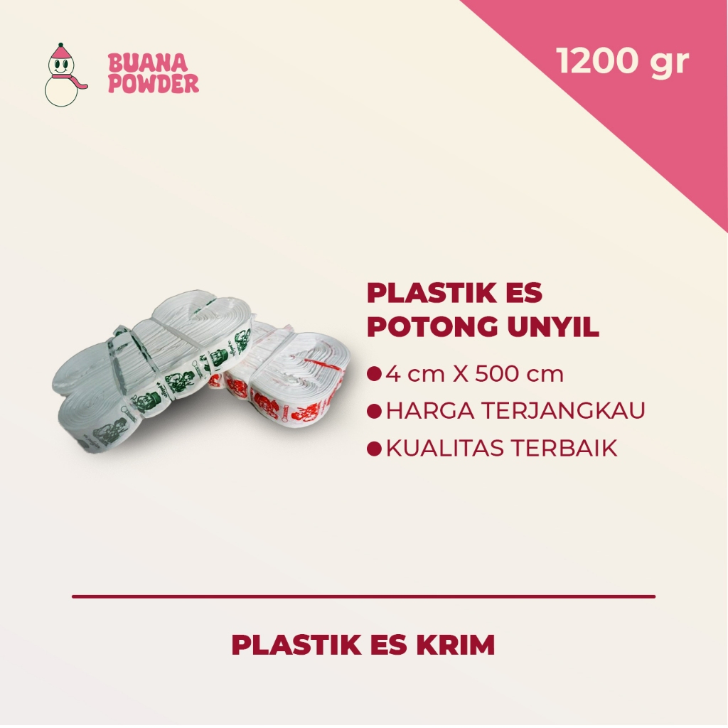 BUANAPOWDER - PLASTIK ES MAMBO / ES LILIN MAHKOTA / ES POTONG ROL SI UNYIL UKURAN 4 CM X 500 M