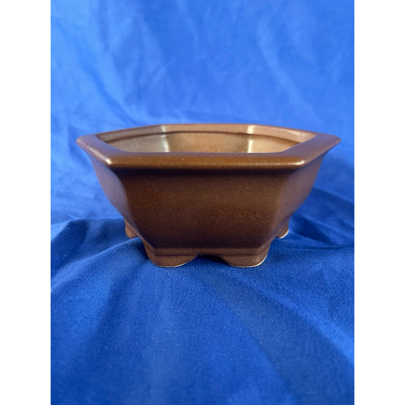 Pot keramik segi 6 dengan bibir pot