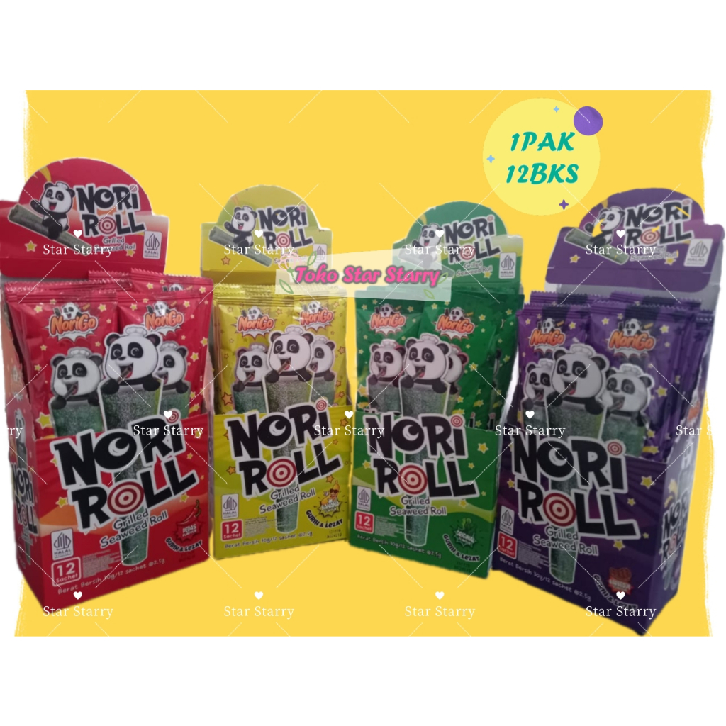 

[Per Kotak] (RANDOM) Nori Go Roll Single (1Box isi 12 Pcs) / Nori Go Roll Double (1 Box lsi 10 Pcs) / Nori Seaweed Snack Viral Halal Mui Nori Roll