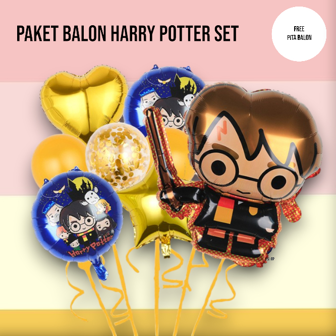Paket Ulang Tahun Balon Harry Potter Emas / Set Dekorasi Pesta Ulang Tahun Anak