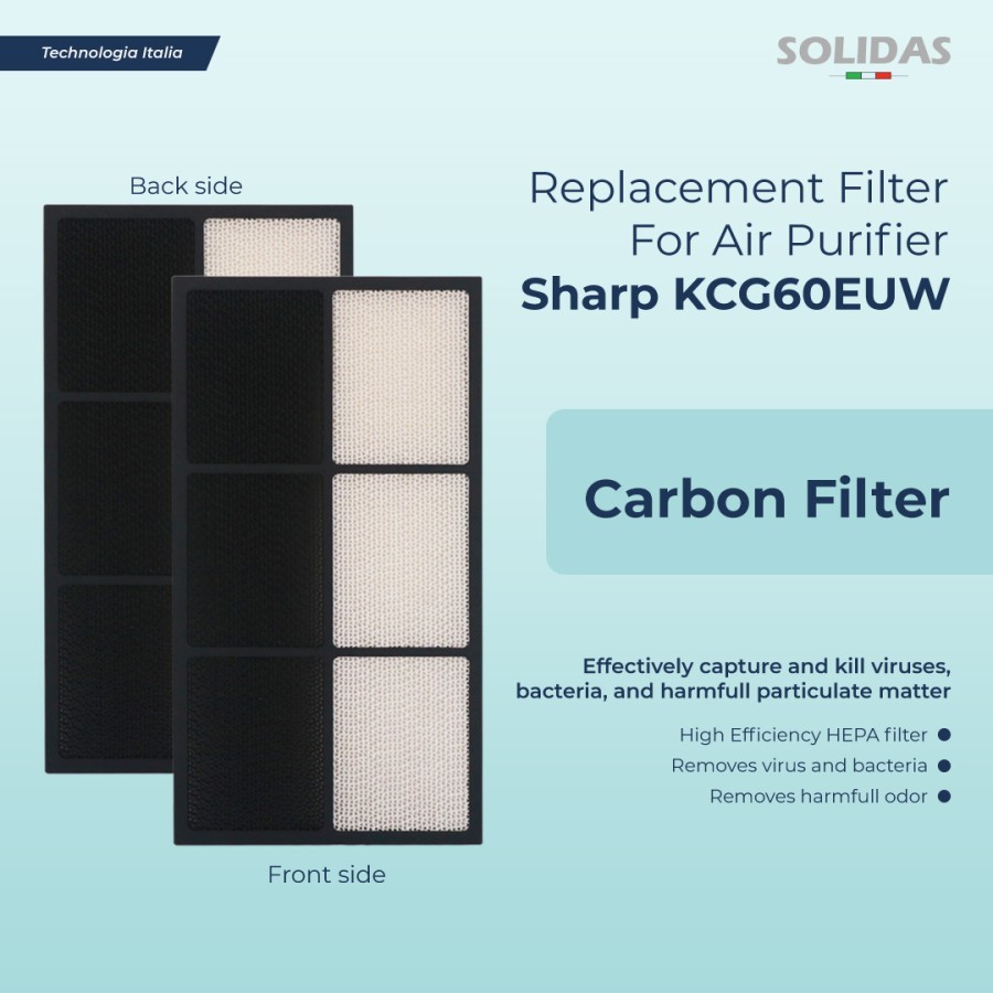 SOLIDAS - Replacement Filter Sharp Air Purifier Filter KCG 60 - Deodorized