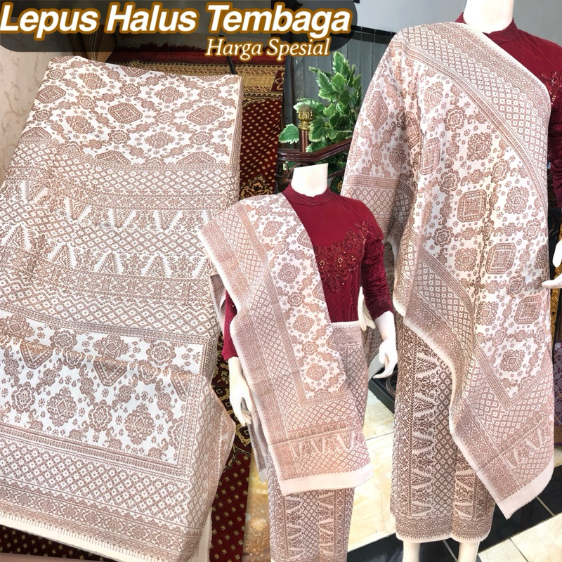 Songket Lepus Halus Tembaga Harga Spesial Putih  Tembaga Coklat / songket tenun asli palembang /ilha
