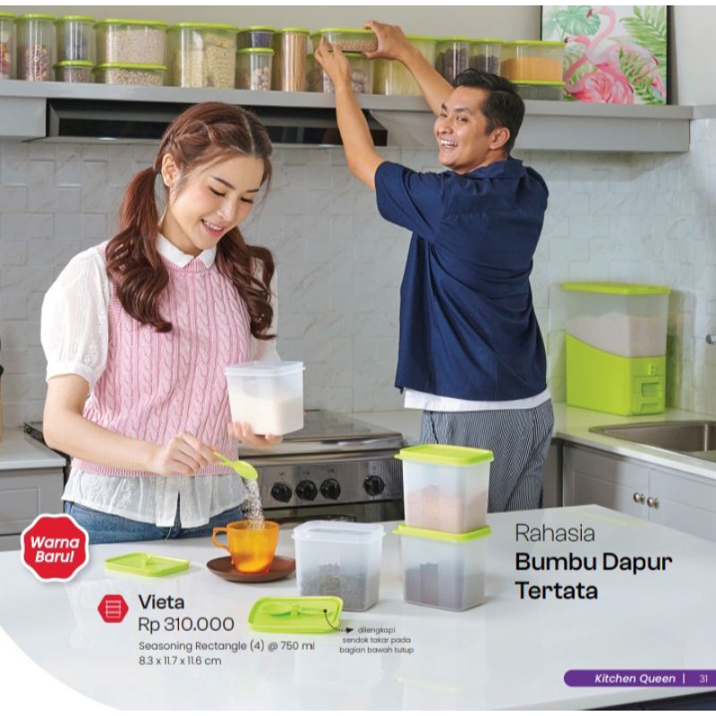 MOORLIFE Toples Kotak Tempat Bumbu ada Sendok Takar di Bagian Balik Tutupnya VIETA 750ml ECERAN