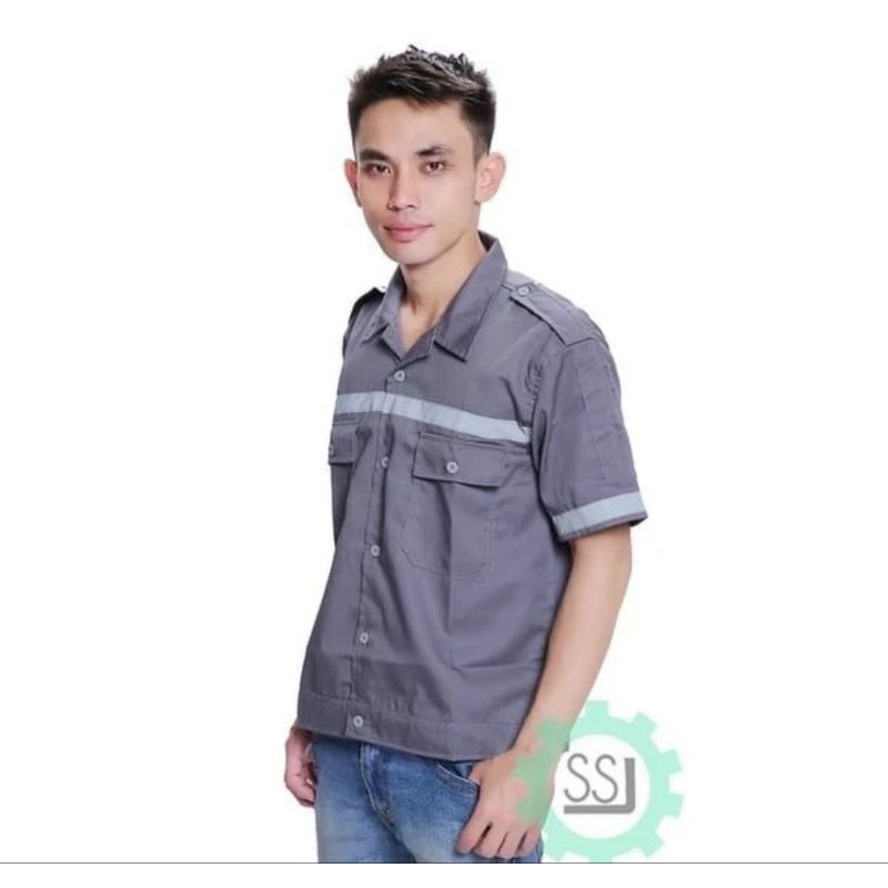 Baju Safety Atasan Kerja Proyek / Baju Safety Lengan Pendek / Baju Safety kerja Proyek Murah