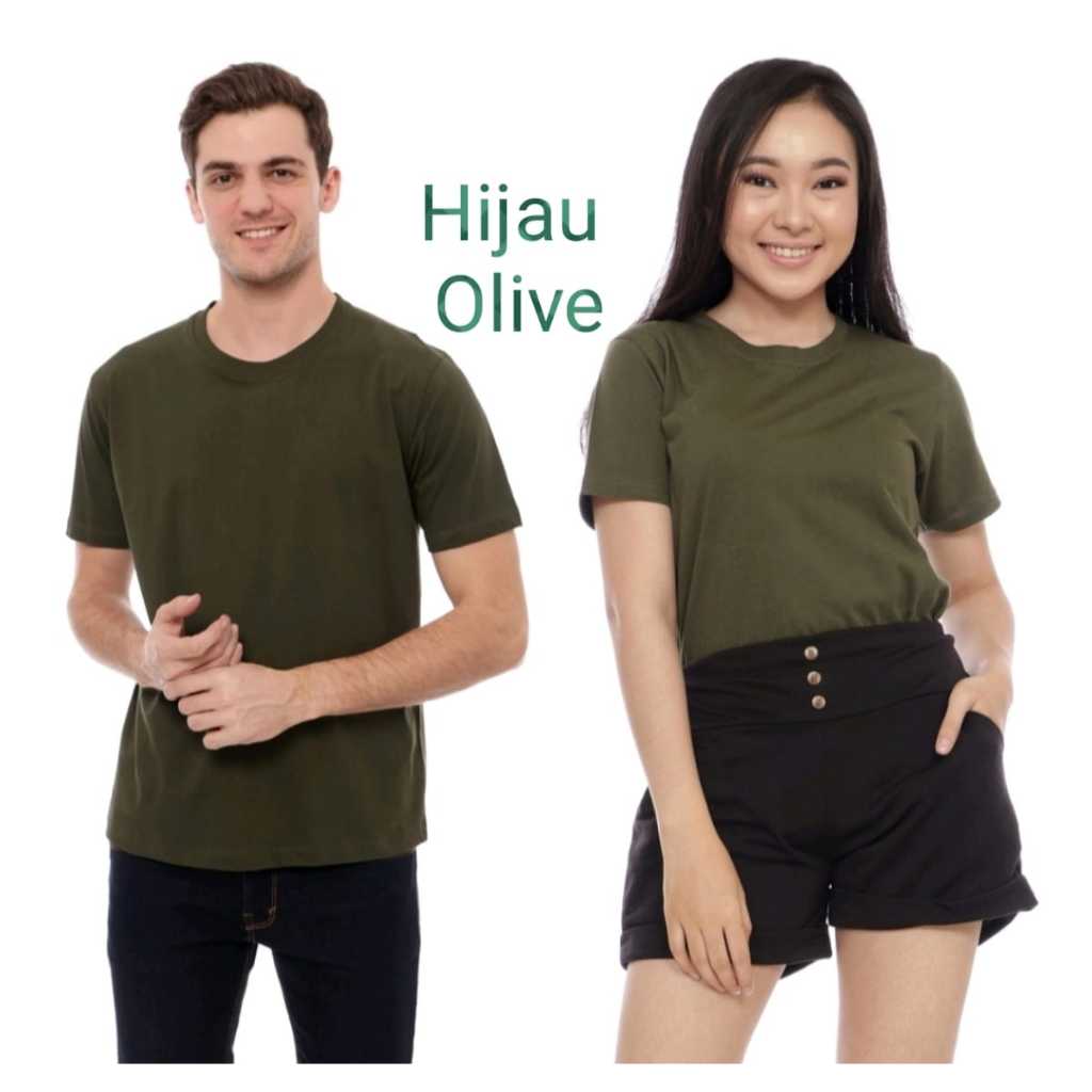 Kaos Polos Lengan Pendek warna Hijau Olive - Kaos Polos Soft Katun Combed 30s warna Hijau Army Olive