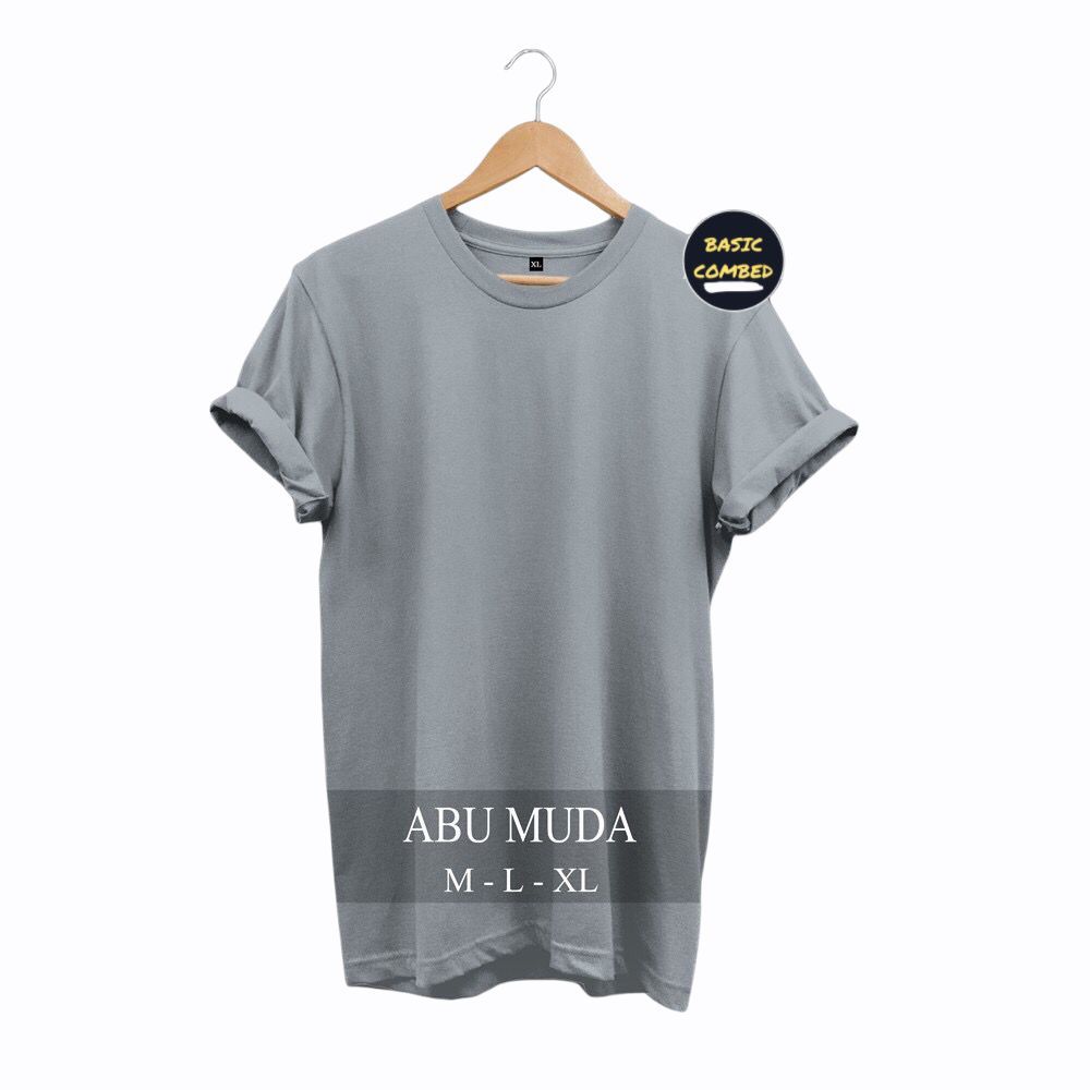 KAOS POLOS ABU MUDA COTTON COMBED 30S