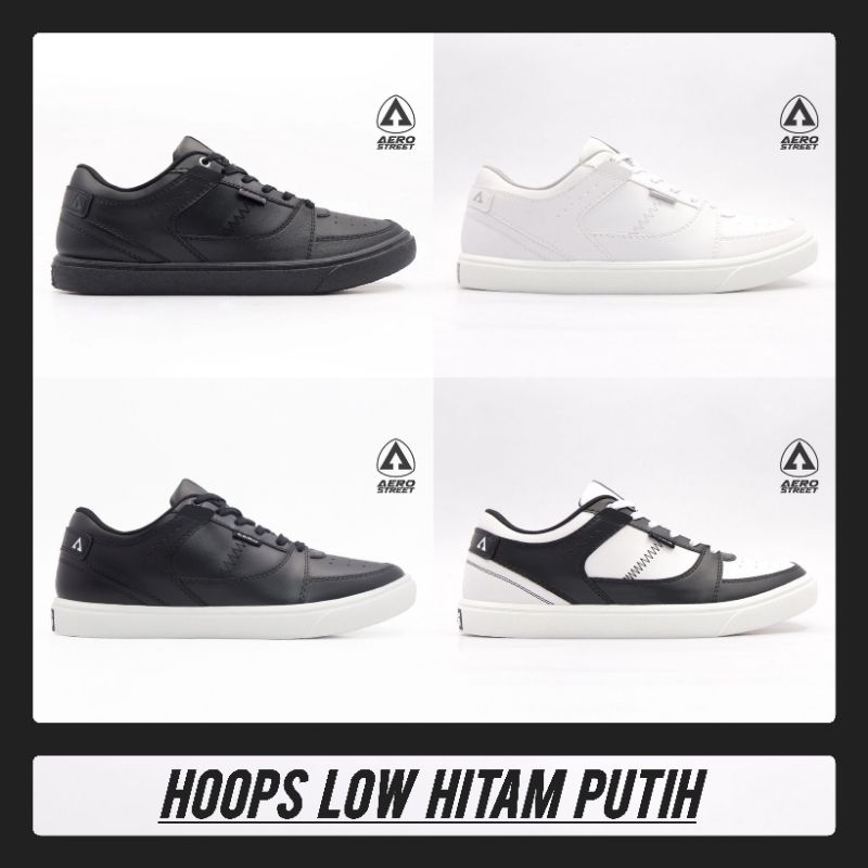 Aerostreet 37-44 Hoops Low Hitam Putih | Hoops Low All Black | Hoops Low Full Hitam | Hoops Low Full