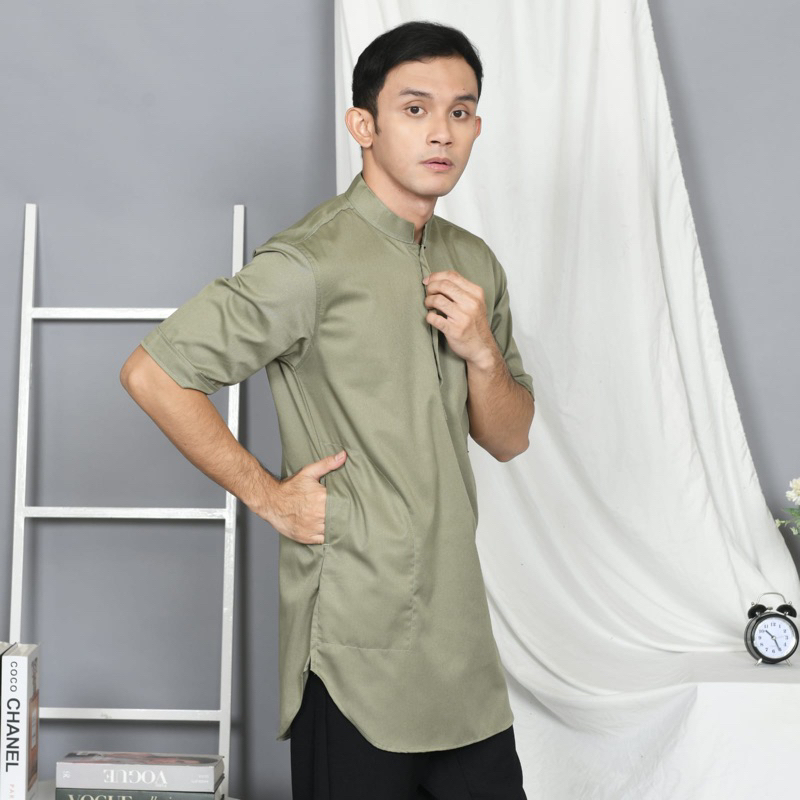 Koko Kurta Polos Pakistan Lengan Pendek Pria Dewasa  / Kurta Pendek Toyobo / koko Pendek Polos