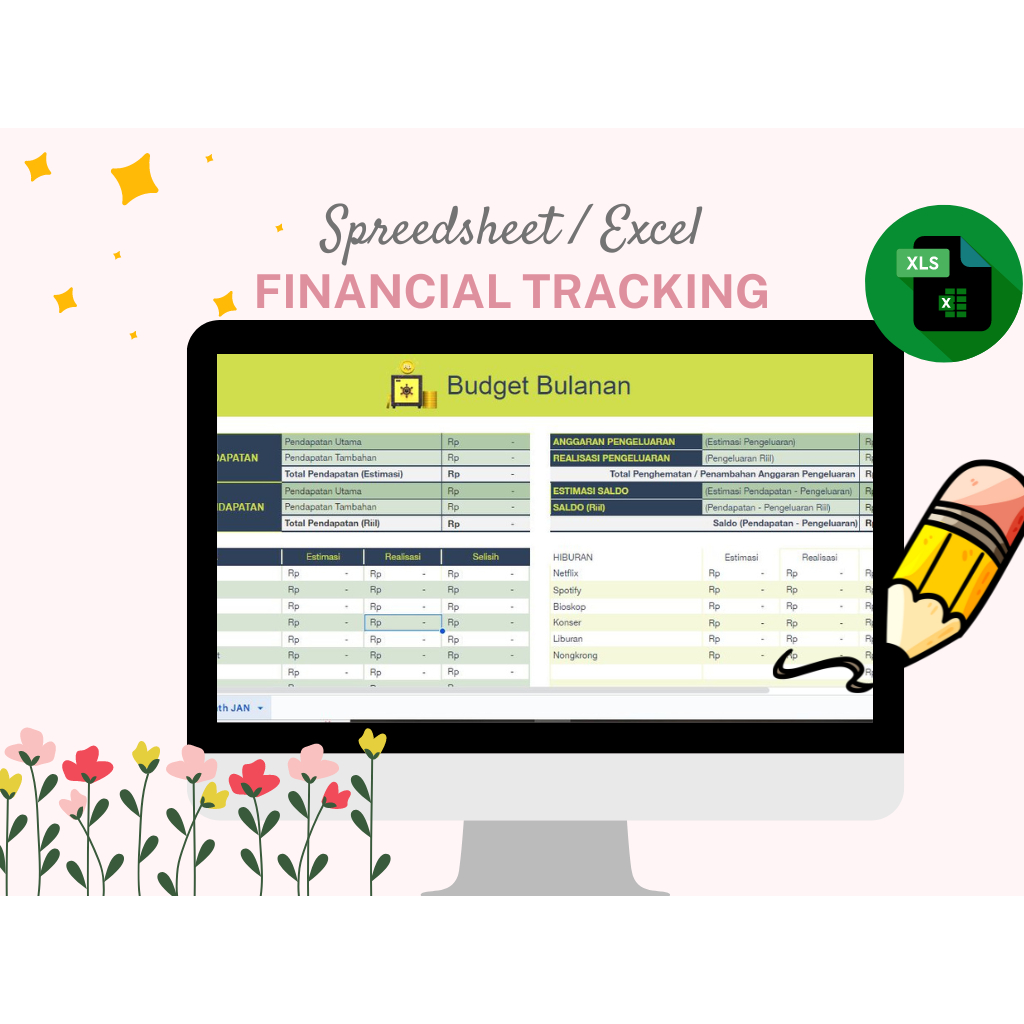 Budget Planner | Financial Tracking | Budget Bulanan | Monthly Budget | Spreedsheet Excel