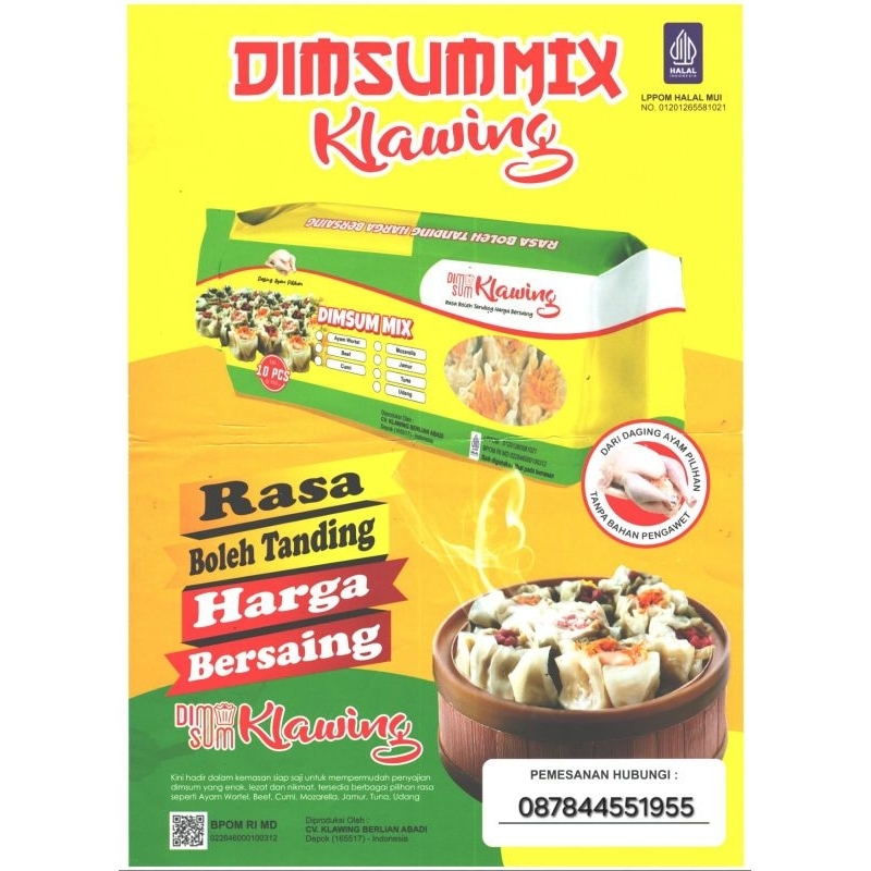 

Dimsum Klawing Mix - Isi 10pcs (350g)