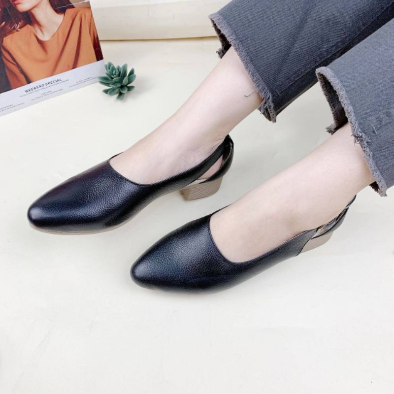 SEPATU PANTOFEL WANITA / CEWEK KULIT SAPI ASLI