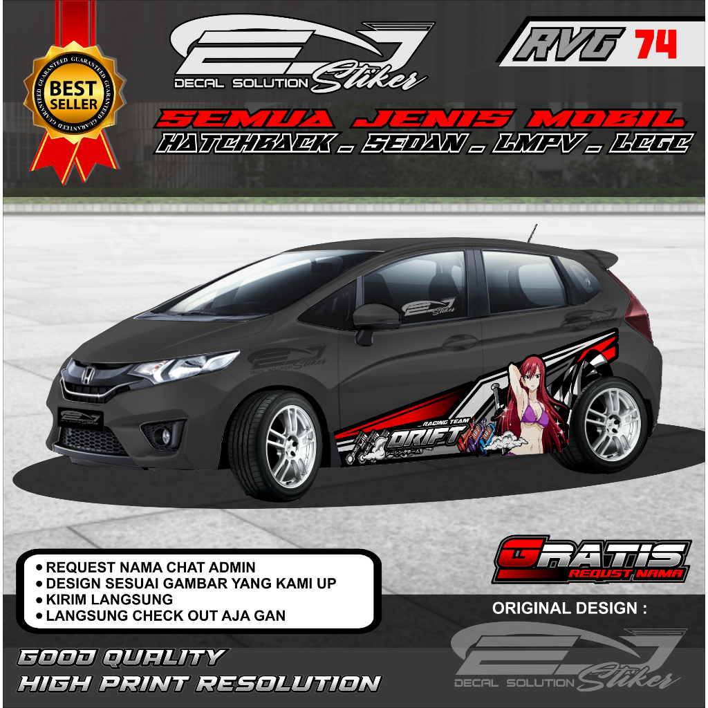 STIKER MOBIL THAILOOK LIVERY JAZZ YARIS AVANZA XENIA GRATIS REQUEST NAMA RVG-74