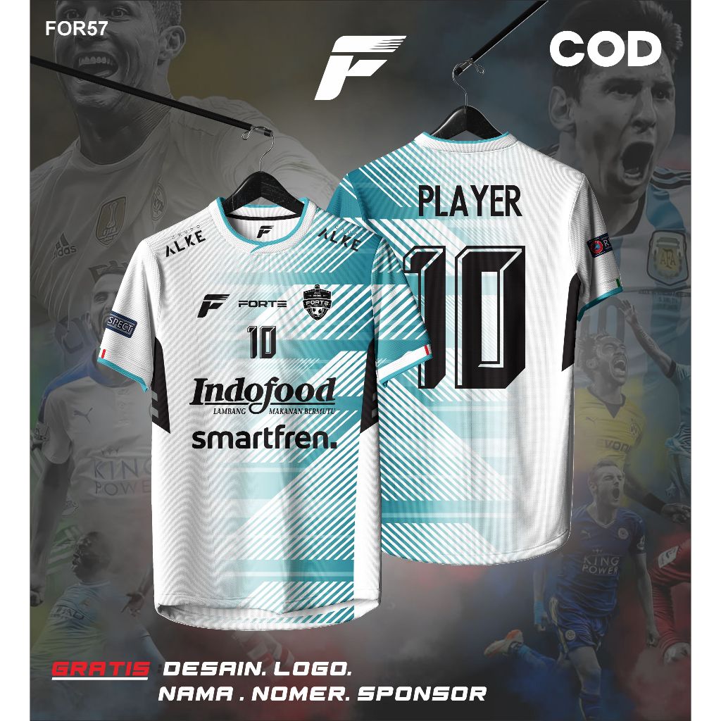 JERSEY FUTSAL FULL PRINTING CUSTOM NAMA DAN NO PUNGGUNG LOGO MOTIF WARNA GRADASI HIJAU PUTIH