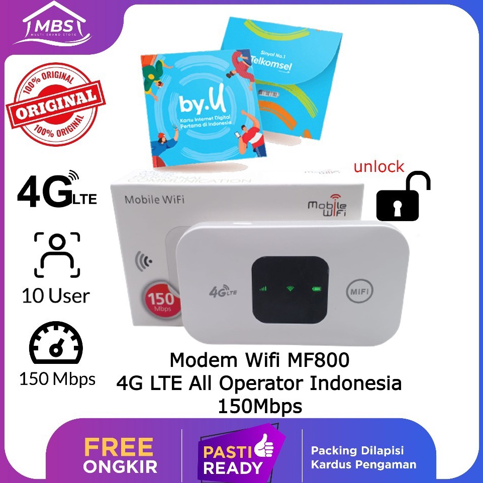 MF8 Mifi Modem Wifi 4G LTE Unlock All Operator Byu Liveon Smartfren Telkomsel XL Indosat Tree Axis